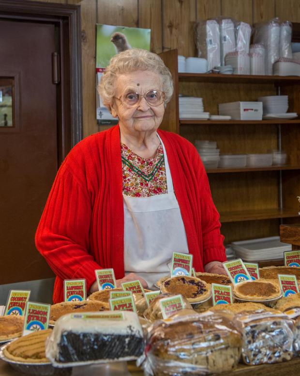 With her late husband Willard, Verna Dietrich founded Dietrich's Country Meats Store in Krumsville in 1975. She turned 90 on March 13, 2021. (Courtesy of the Dietrich family)